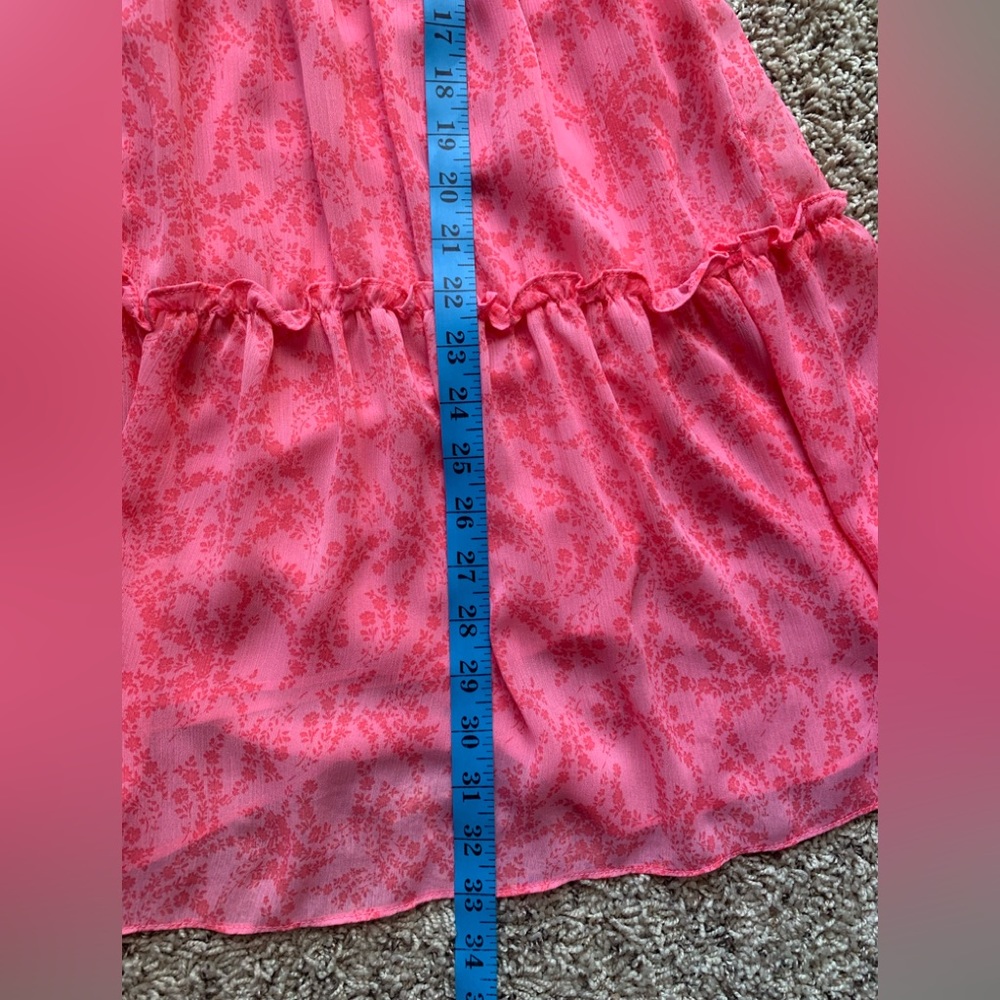OlIVIACEOUS Pink Tiered Gauze Ruffle Smocked Babydoll Dress Lined Short Sleeves - Picture 8 of 10